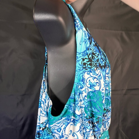 NEW DIRECCIÓN Blue and Teal Maxi Dress 3XL - Picture 6 of 13